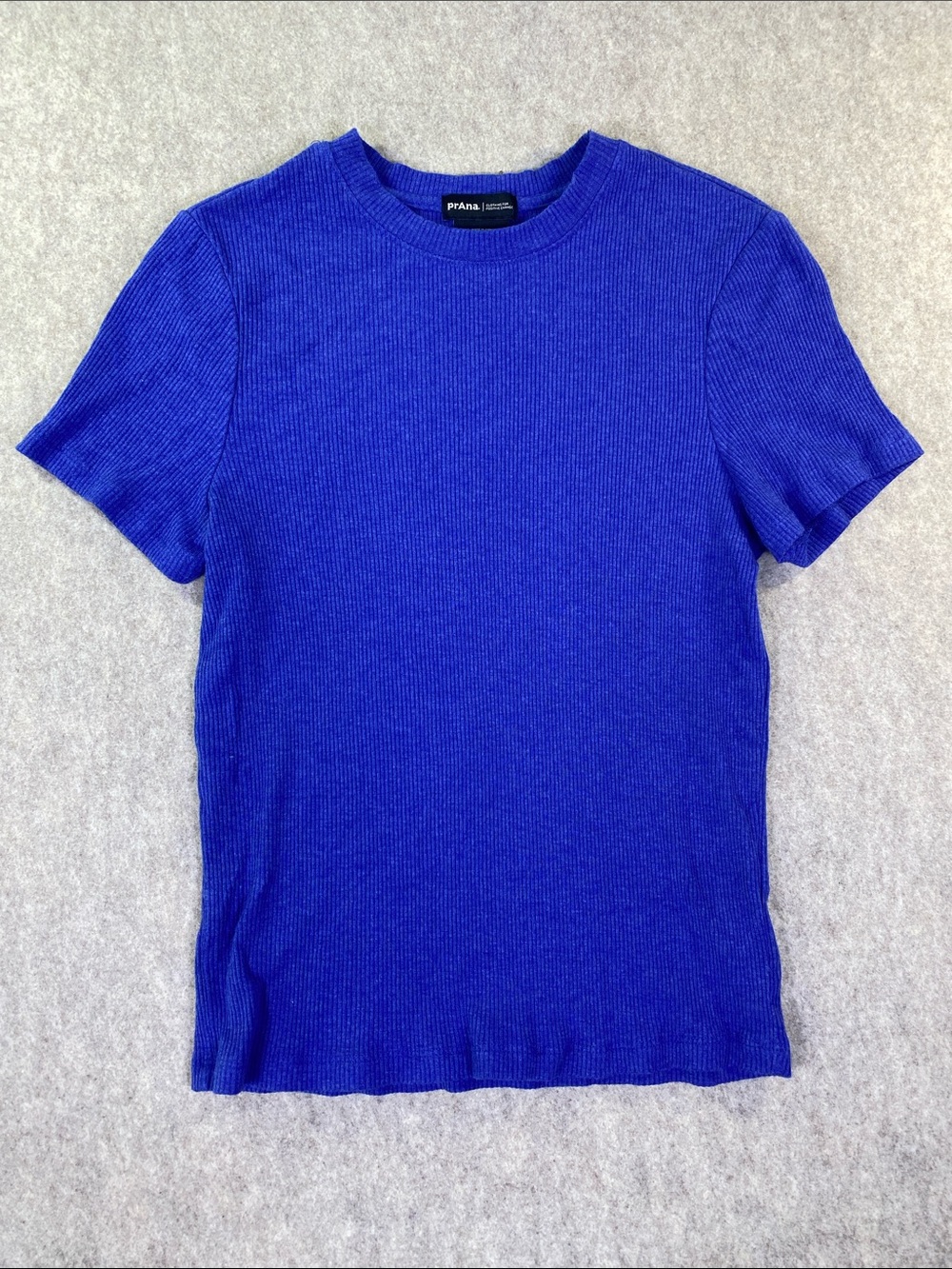 Prana Ribbed Short Sleeve Stretchy Tee - Cobalt Blue